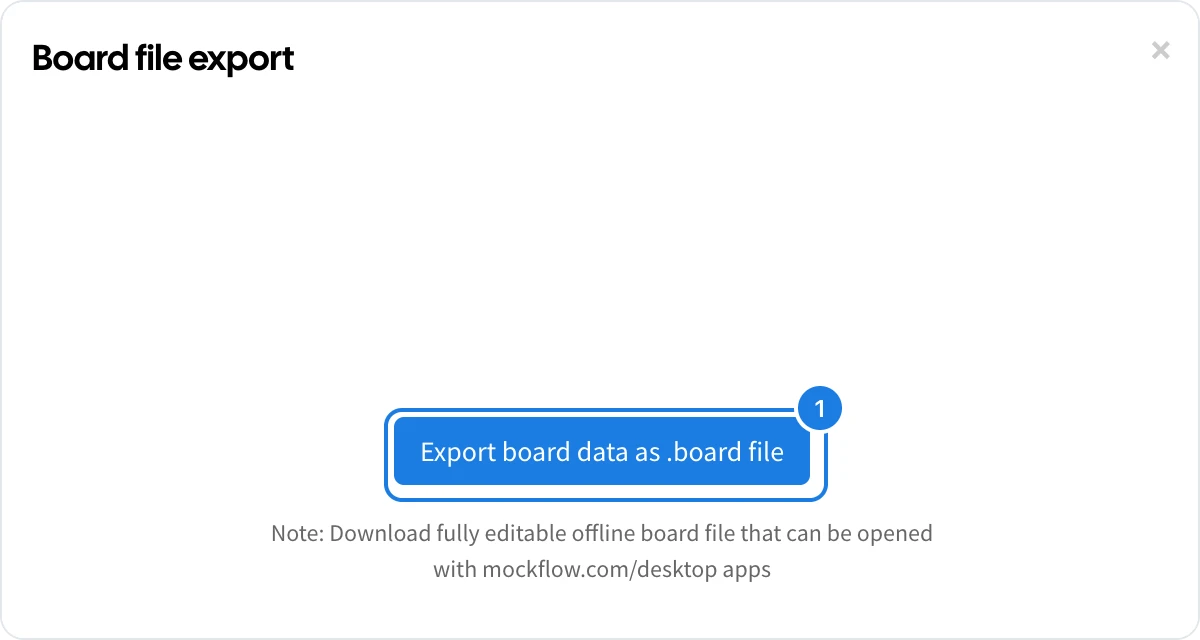 The Board file export window with Export board data as .board file numbered