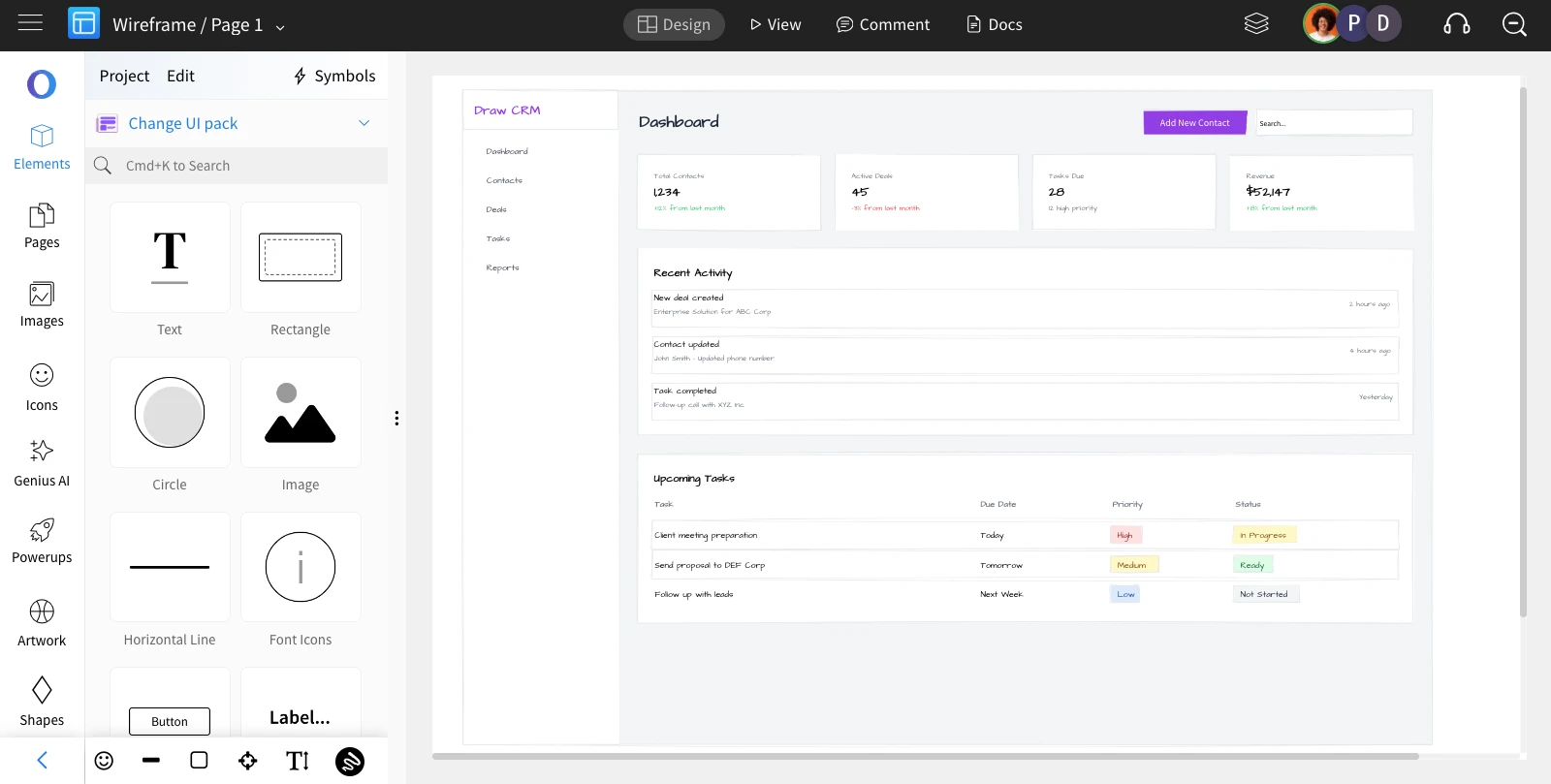 Editable AI wireframe will be generated