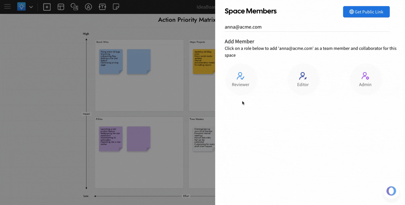 Role based sharing options - MockFlow Ideaboard