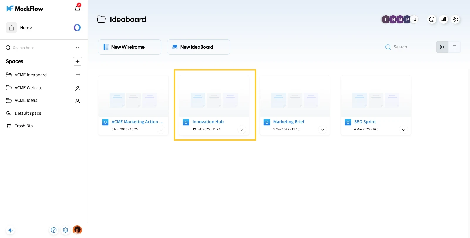 Locate the IdeaBoard Project - MockFlow IdeaBoard