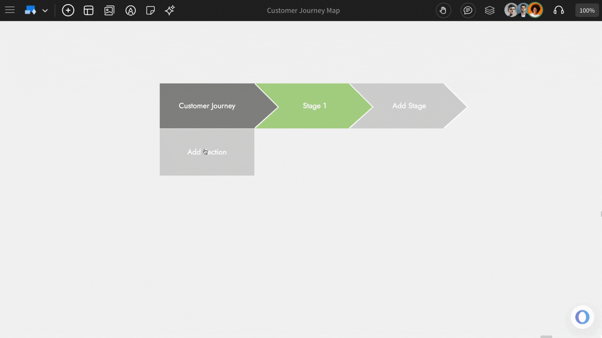 Adding Sections in Customer Journey Map - MockFlow IdeaBoard