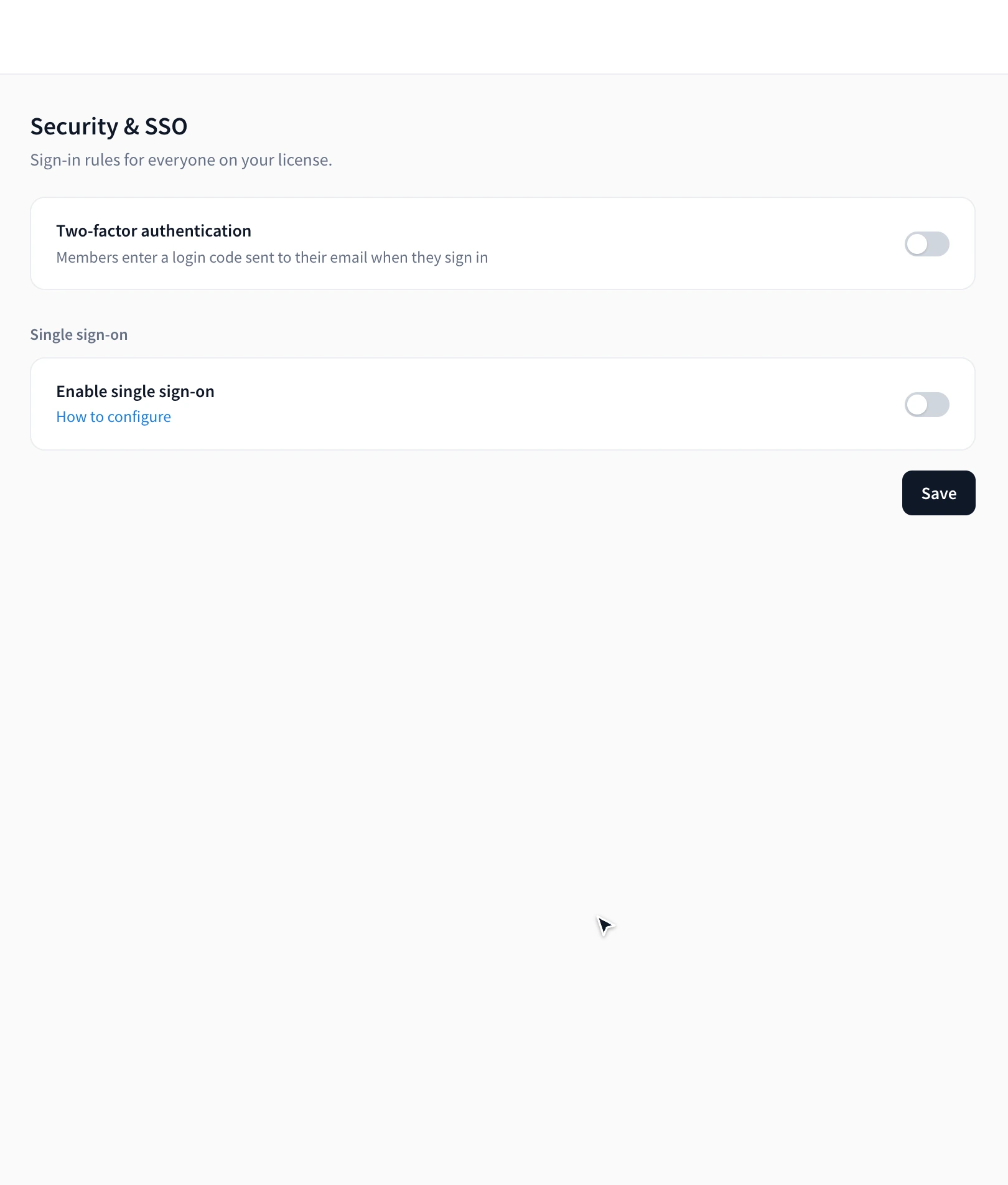 Turning on single sign-on, choosing Custom Identity Provider, entering the Sign-in URL, Issuer ID and certificate, and saving