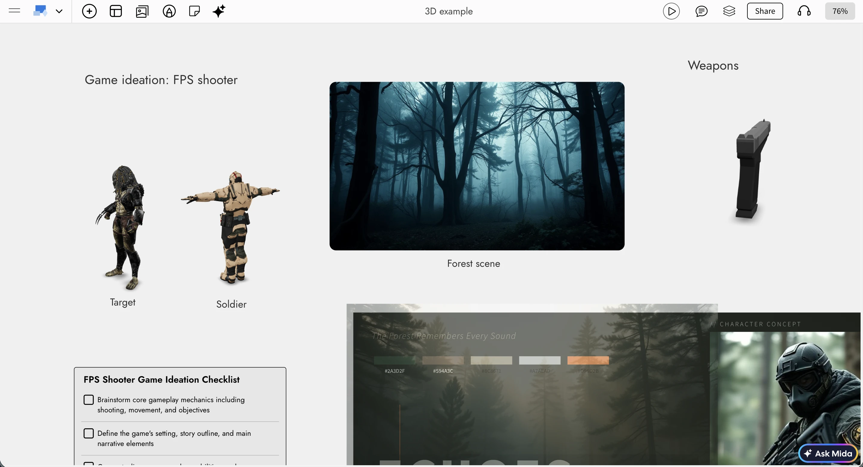 Create, Brainstorm 3D Models in MockFlow Board – Games, Objects, Film & More