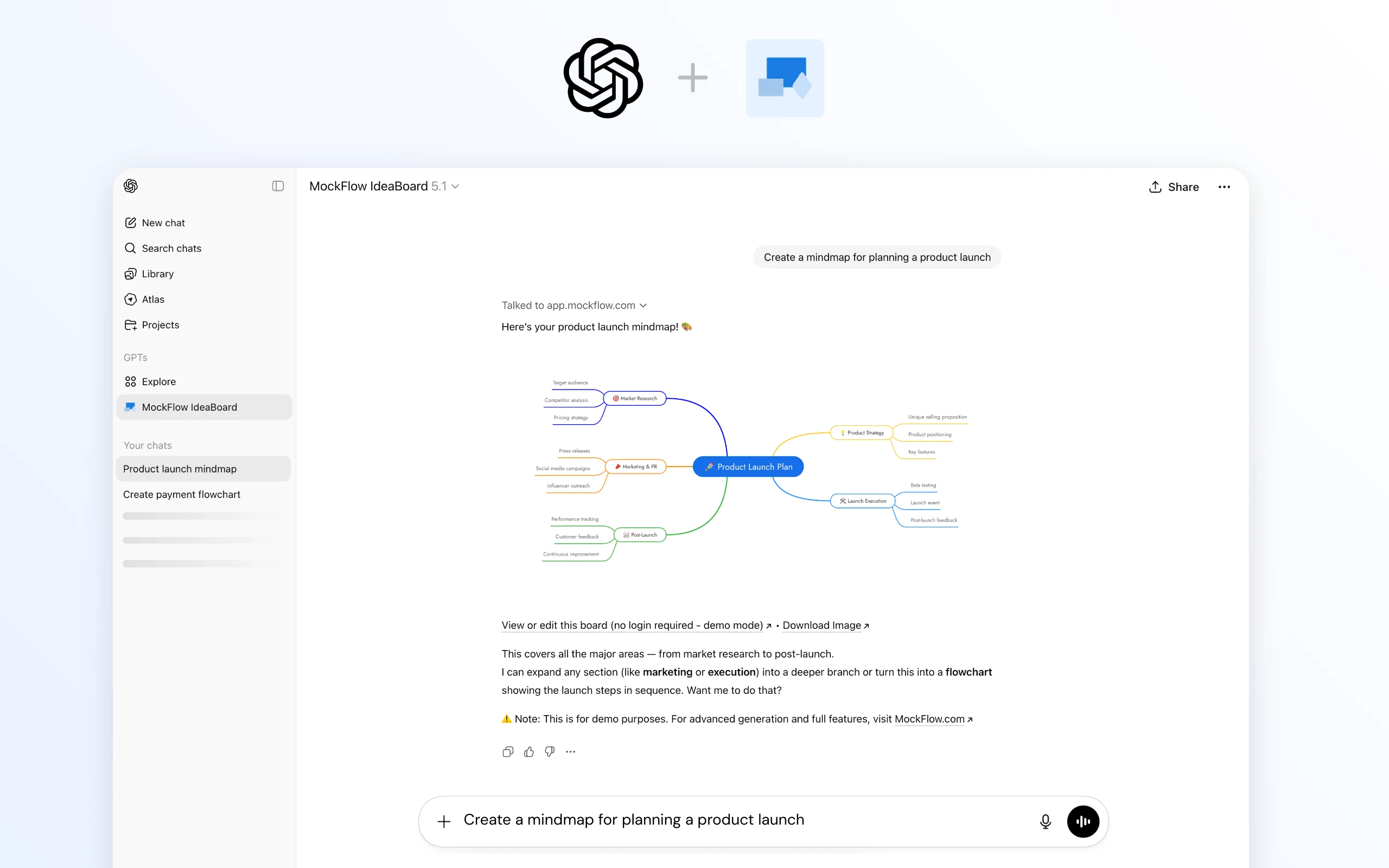 ChatGPT app for MockFlow Board - now visualize without AI limits or signups