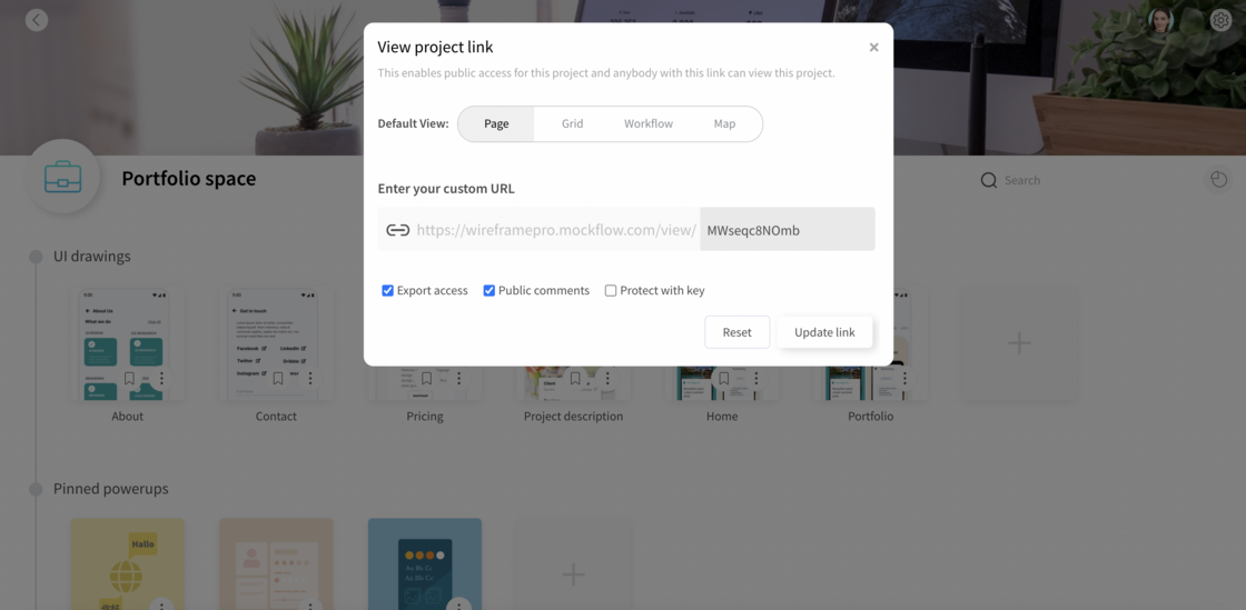 Secure your wireframe project links with pass key