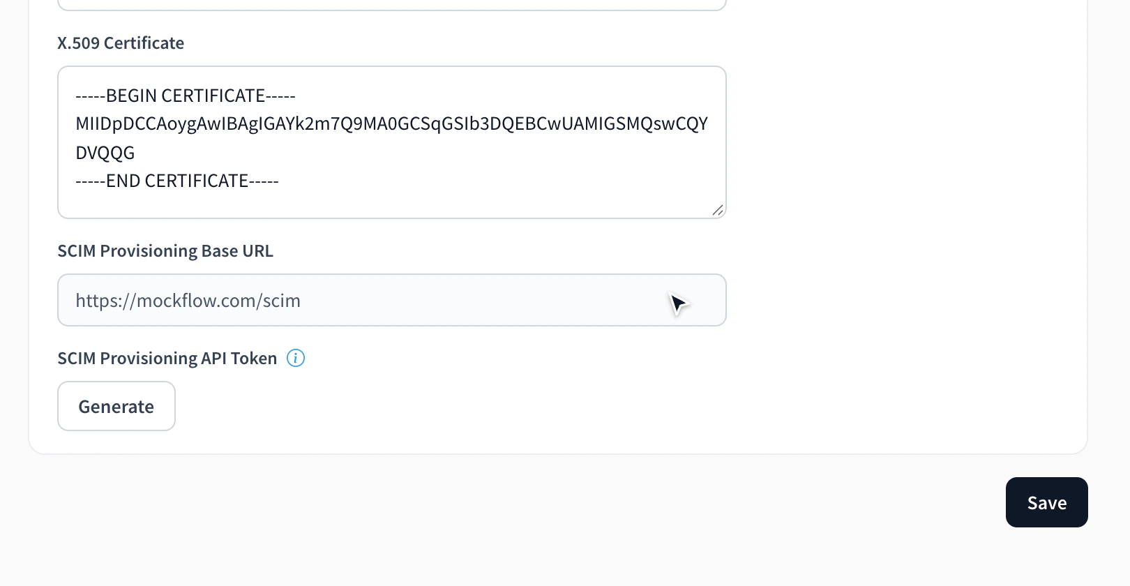Generating the SCIM Provisioning API Token below the SCIM Provisioning Base URL