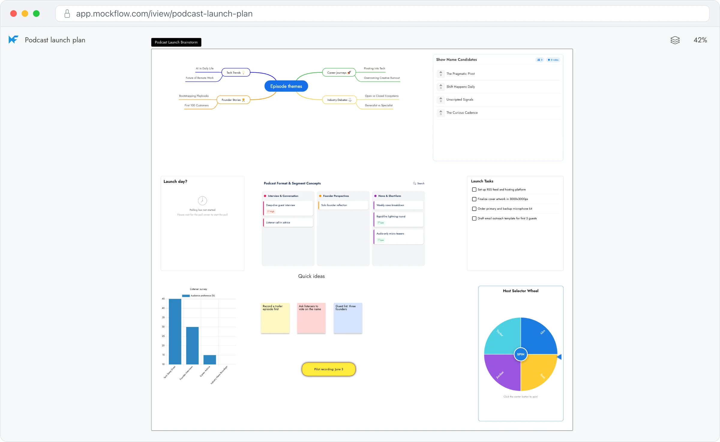 A board open at its public link in the browser, without editing tools