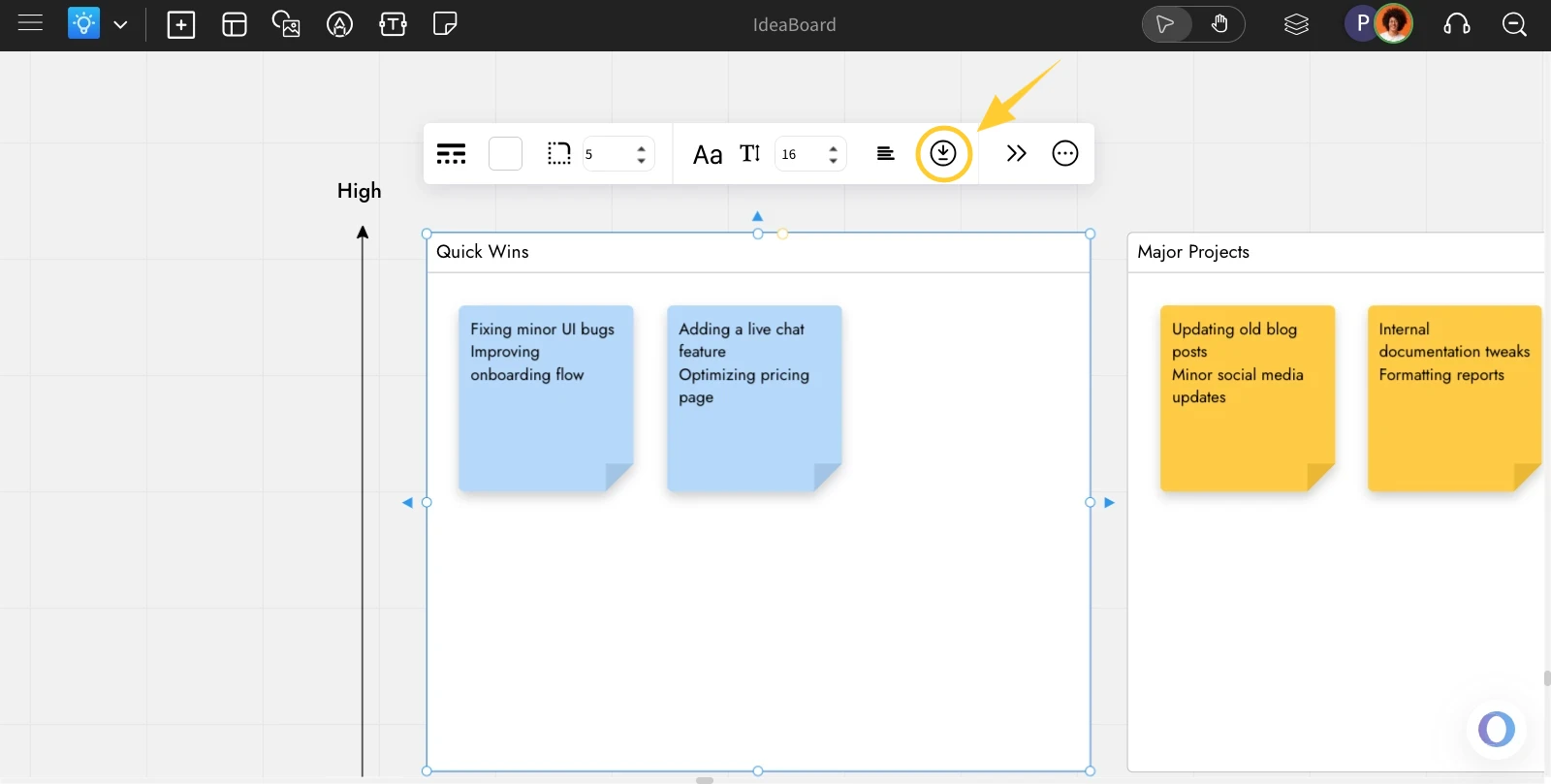 Component tool bar - Exporting Section in MockFlow IdeaBoard