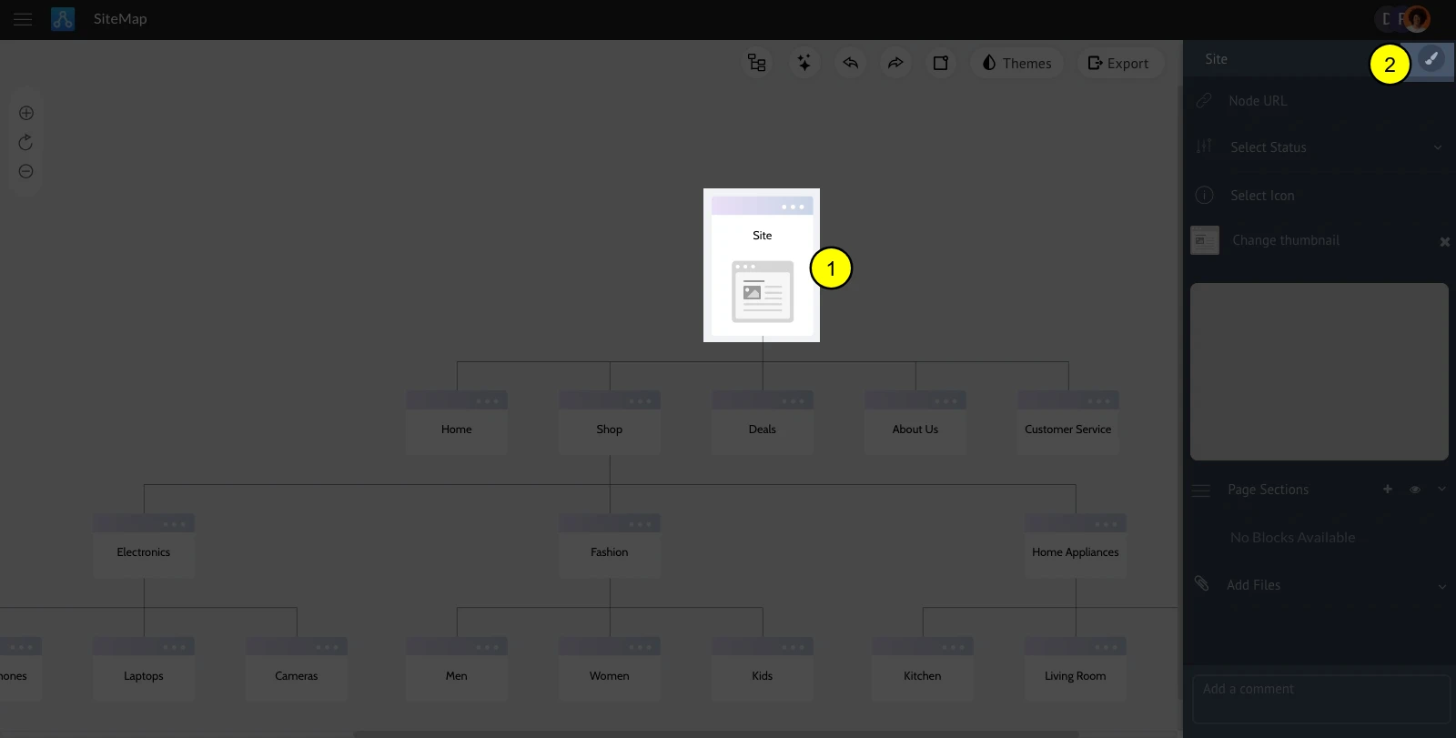 Navigate to the brush icon after selecting the node