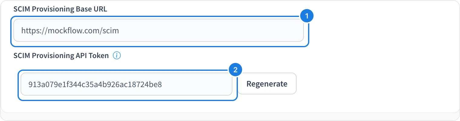 The SCIM Provisioning Base URL and the SCIM Provisioning API Token