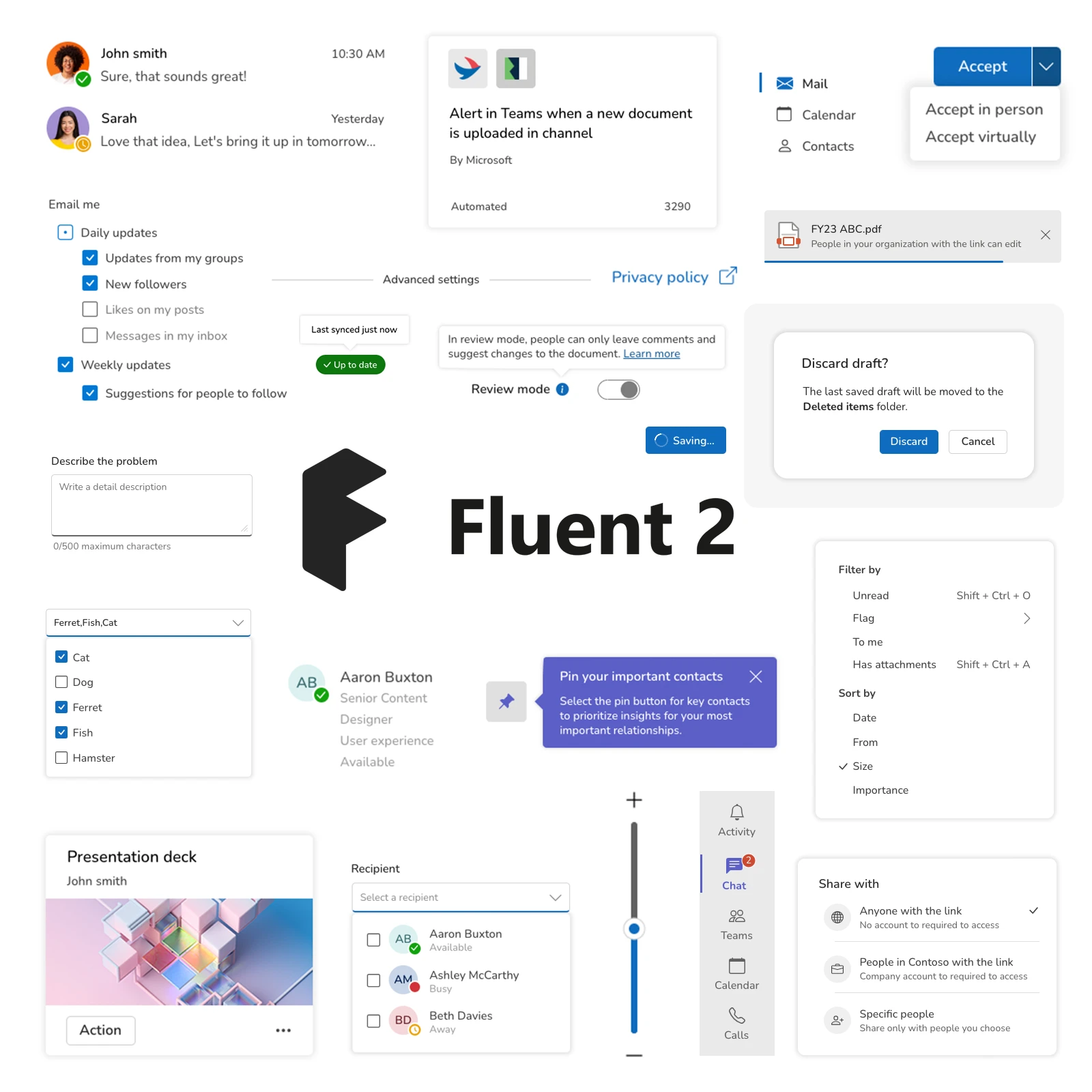 Wireframe UI kit for Microsoft Fluent 2 Design System