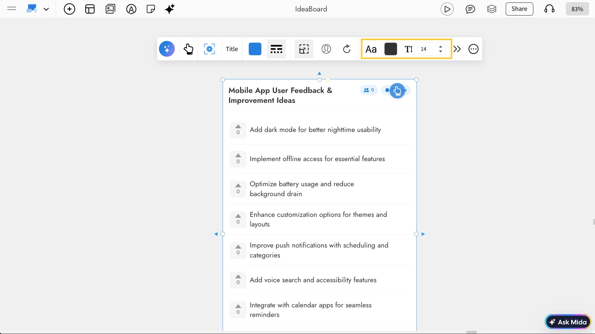 Font settings in Upvote Idea - MockFlow IdeaBoard